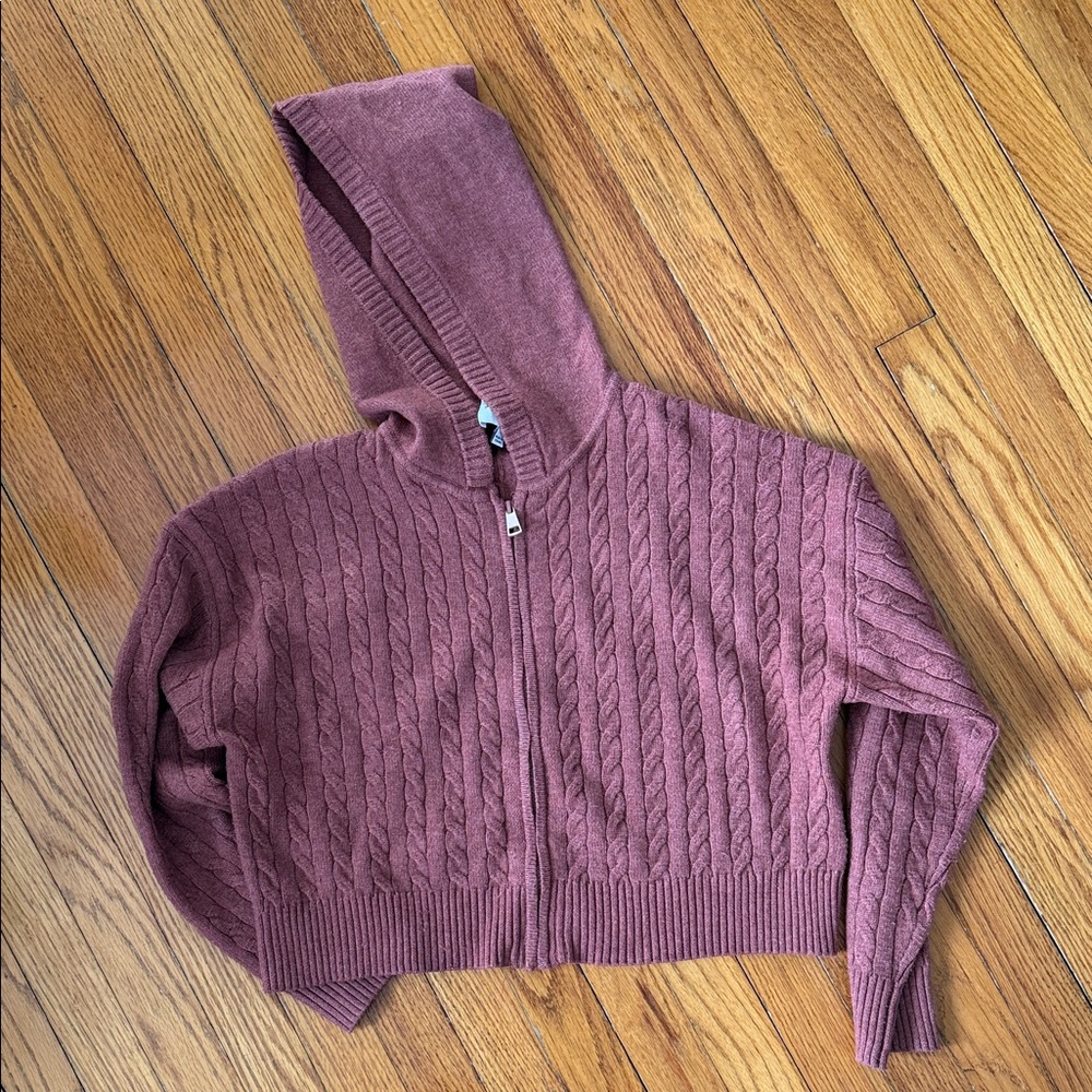 Cable Knit Hooded Cardigan